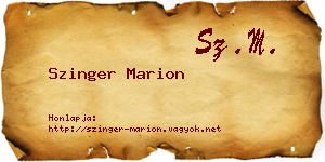 Szinger Marion névjegykártya